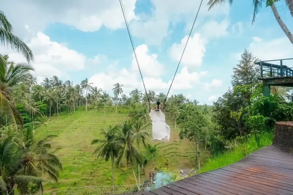 Swing over the Tegalalang rice terraces near Ubud
